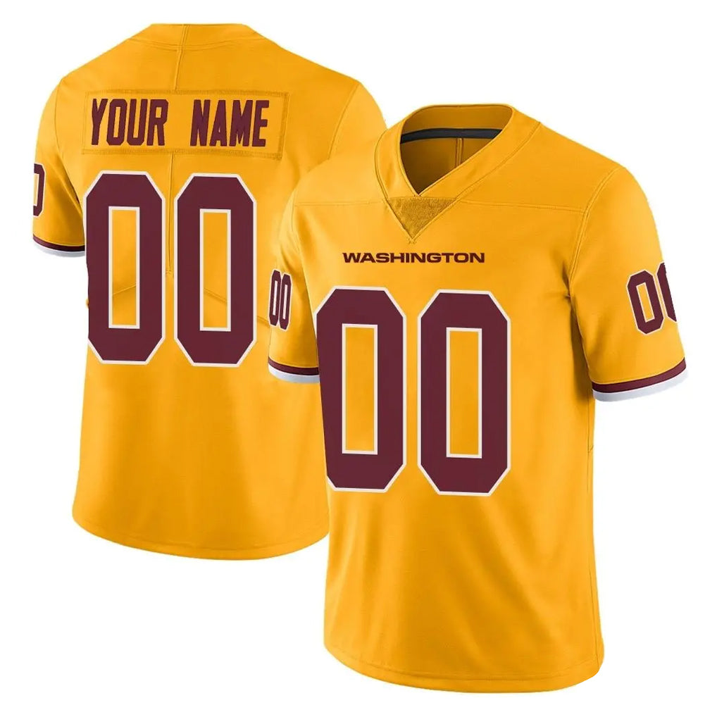 Tlead Custom W.Commanders Gold Limited Color Rush Home Game Any Name & Numbers Stitched Jerseys