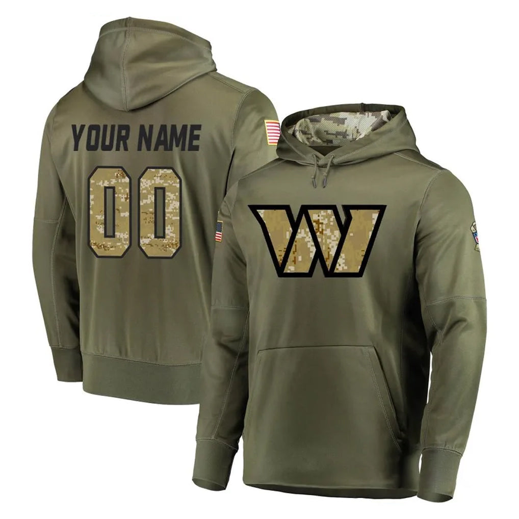 Tlead Custom W.Commanders Olive Salute to Service Pullover Hoodie Limited Home Game Any Name & Numbers Stitched Jerseys