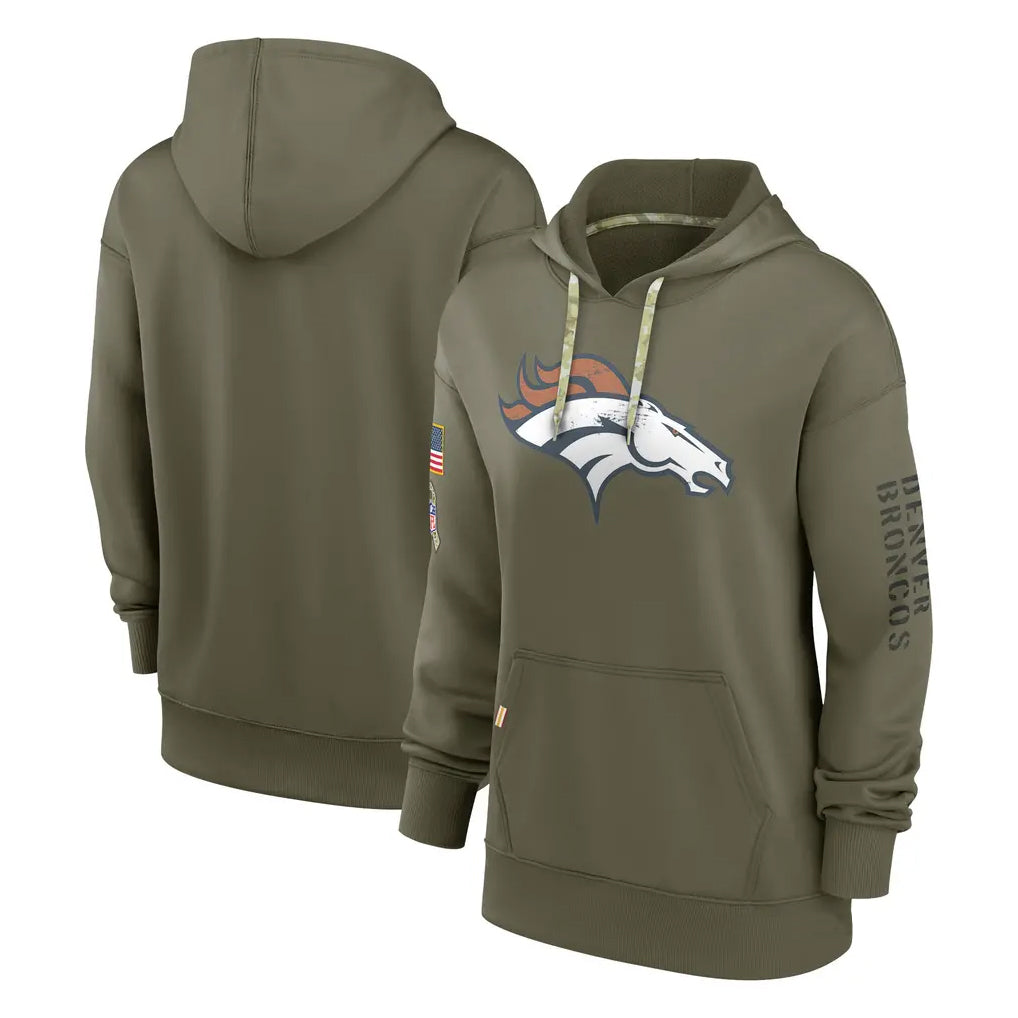 Tlead D.Broncos Olive Salute to Service Pullover Hoodies Limited Blank Player Stitched Jerseys
