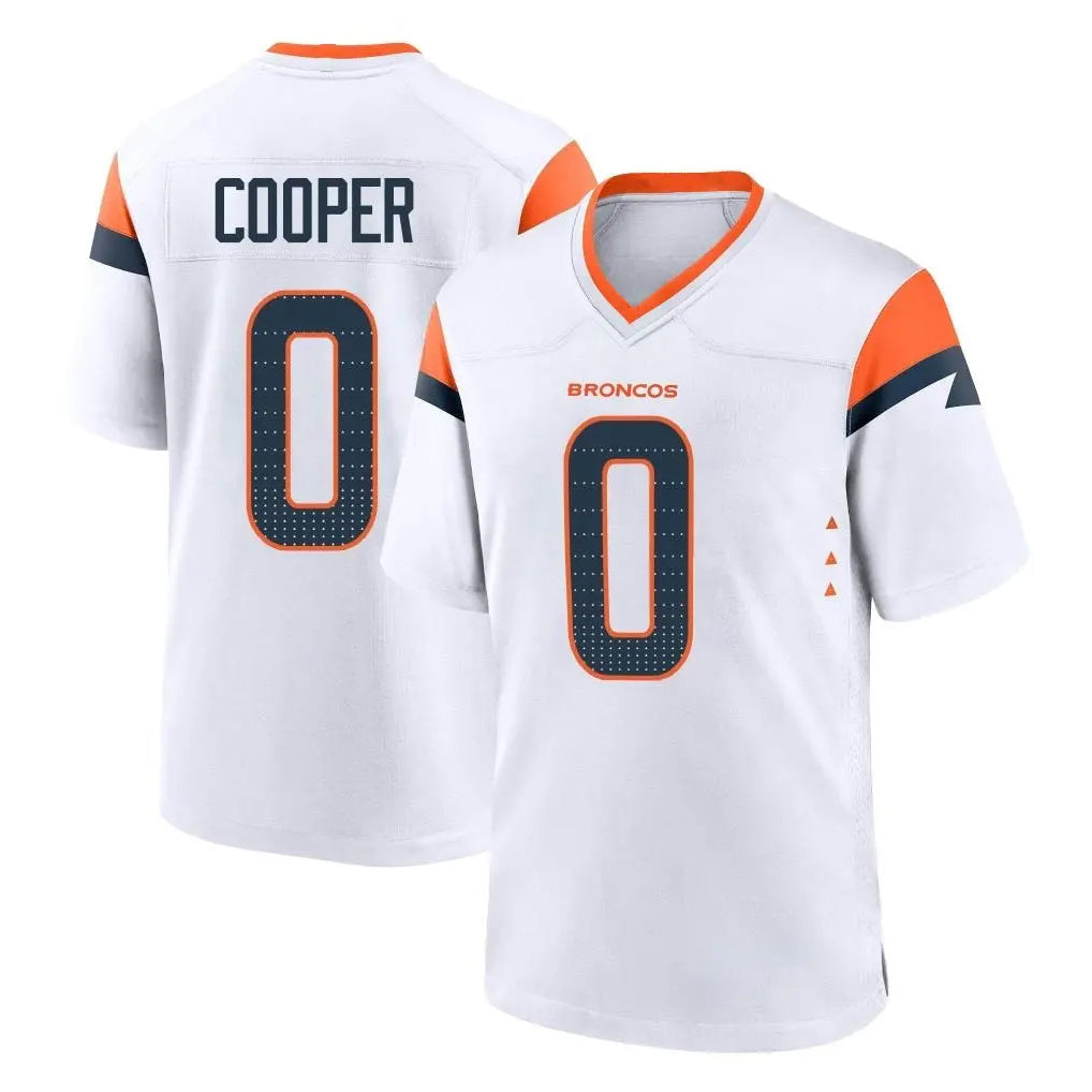 Tlead D.Broncos #0 Jonathon Cooper Player White Home Game Stitched Jerseys