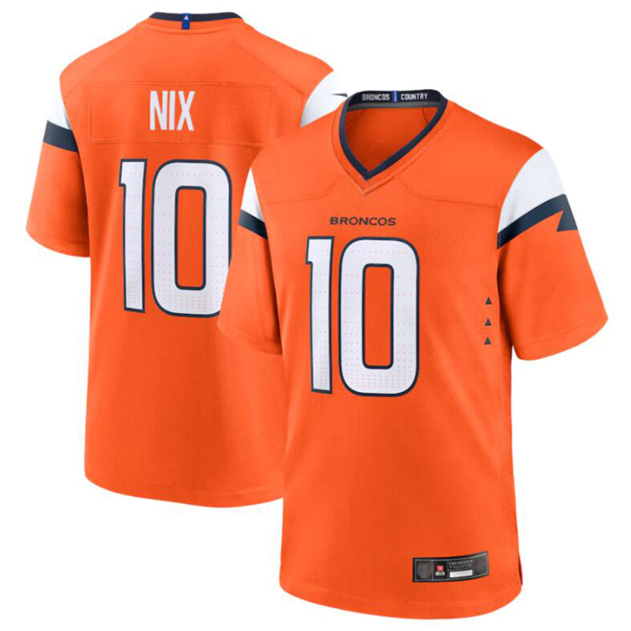Tlead D.Broncos #10 Bo Nix Orange 2024 Draft First Round Pick Player Game Jersey American Stitched Jerseys