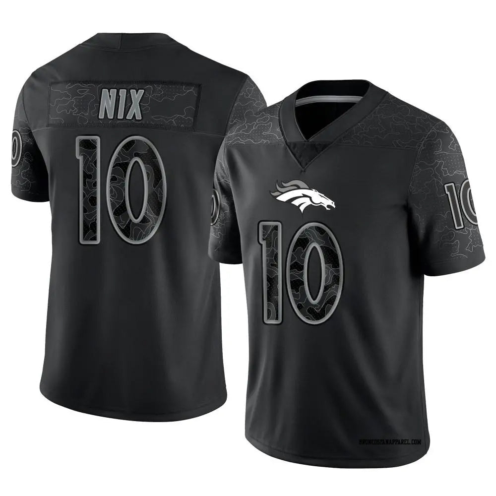 Tlead D.Broncos #10 Bo Nix Player Black RFLCTV Limited  Jerseys
