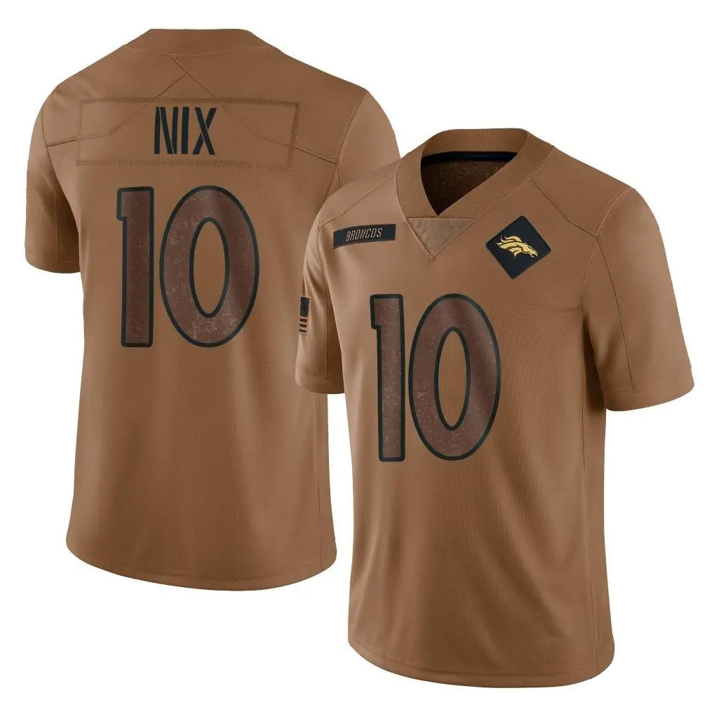 Tlead D.Broncos #10 Bo Nix Player Brown Salute To Service Limited Stitched Jerseys