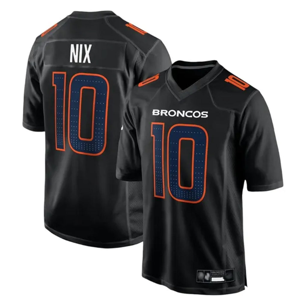 Tlead D.Broncos #10 Bo Nix Player Carbon Black Fashion Limited Game Stitched Jerseys