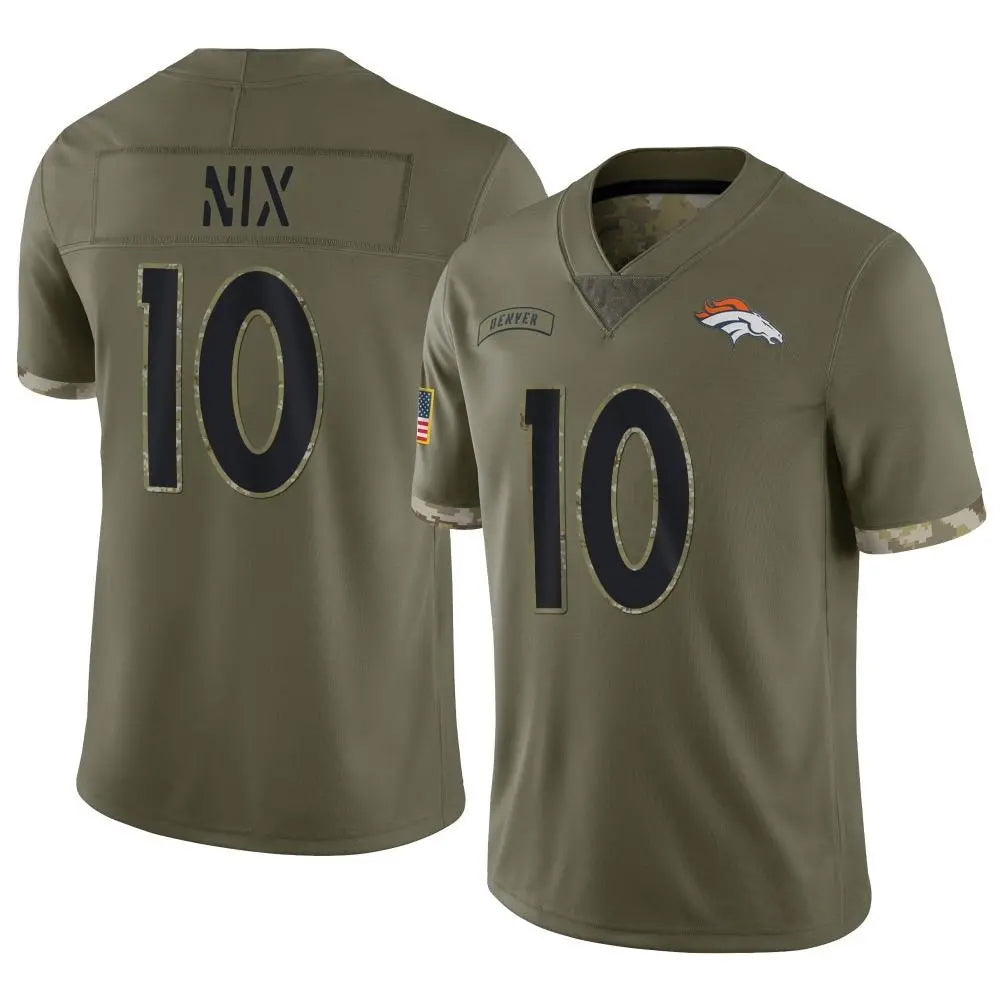 Tlead D.Broncos #10 Bo Nix Player Limited Salute To Service Olive Stitched Jerseys