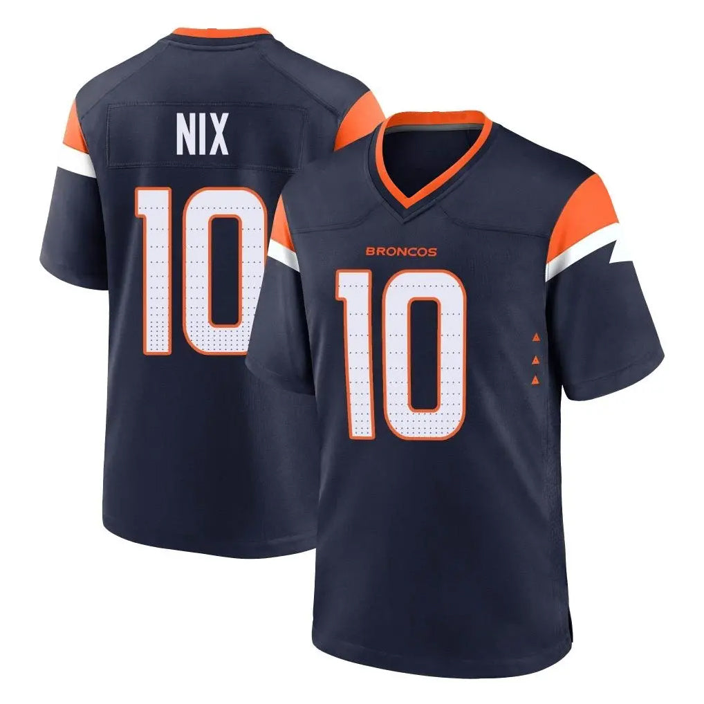 Tlead D.Broncos #10 Bo Nix Player Navy Home Game Stitched Jerseys