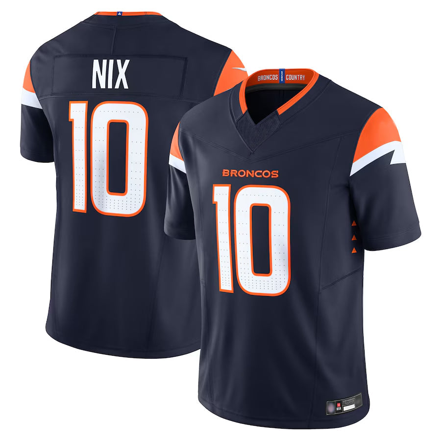 Tlead D.Broncos #10 Bo Nix Player Navy Vapor F.U.S.E. Limited Stitched Jerseys