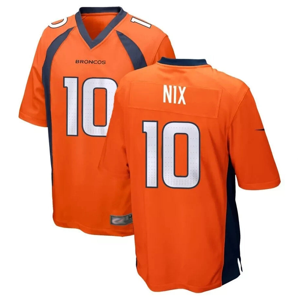 Tlead D.Broncos #10 Bo Nix Player Orange Game Stitched Jerseys