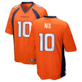 Tlead D.Broncos #10 Bo Nix Player Orange Game Stitched Jerseys