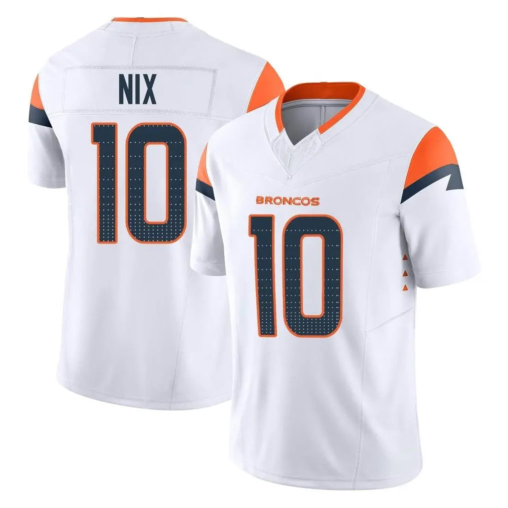 Tlead D.Broncos #10 Bo Nix Player White Limited Vapor F.U.S.E. Home Game Stitched Jerseys