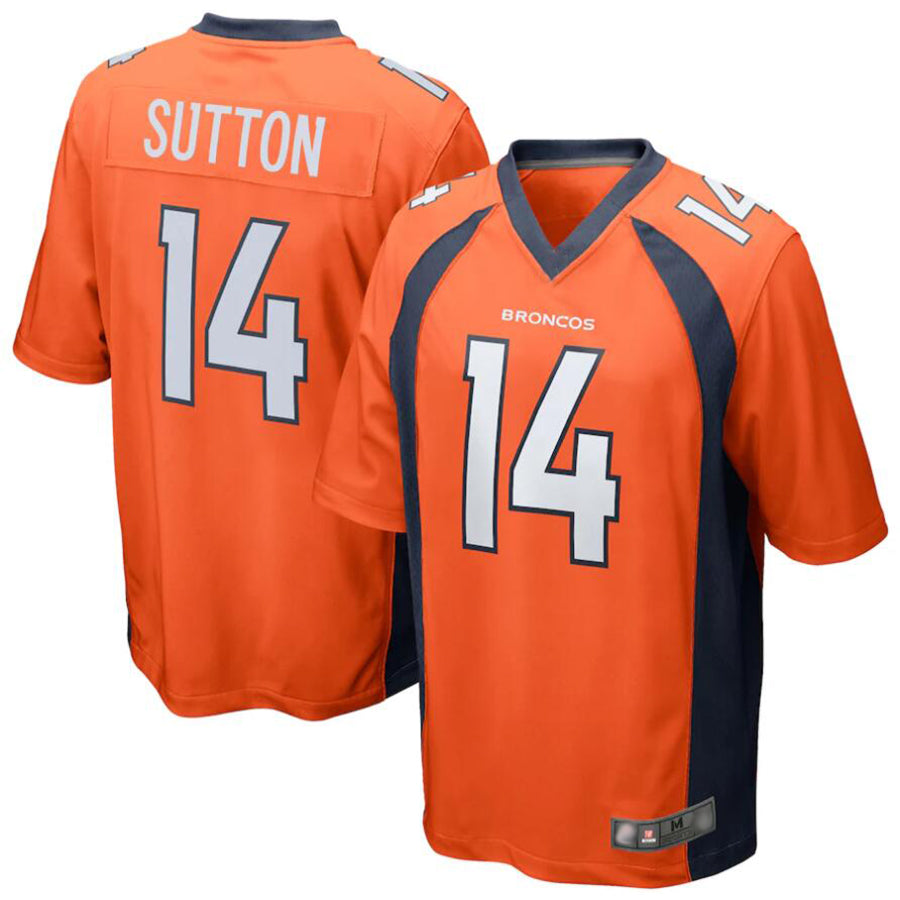 Tlead D.Broncos #14 Courtland Sutton Orange Replica Game Stitched Jerseys