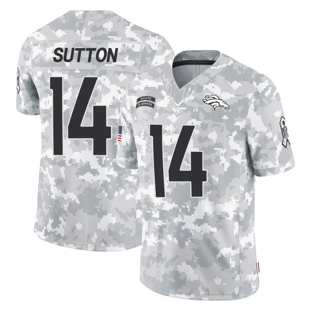 Tlead D.Broncos #14 Courtland Sutton Player Arctic Camo Salute To Service Limited Stitched Jerseys