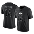 Tlead D.Broncos #14 Courtland Sutton Player Black Reflective Limited Stitched Jerseys
