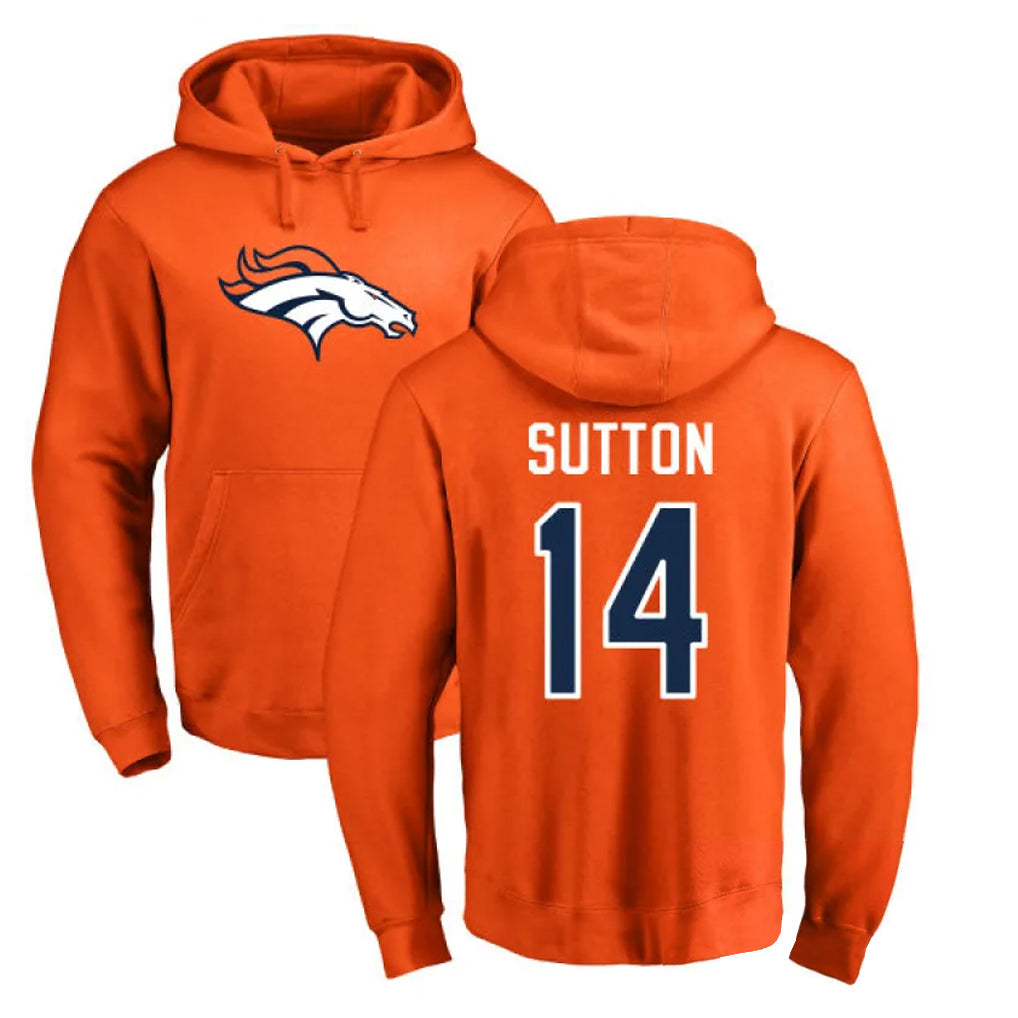 Tlead D.Broncos #14 Courtland Sutton Player Orange Pullover Hoodie Limited Stitched Jerseys