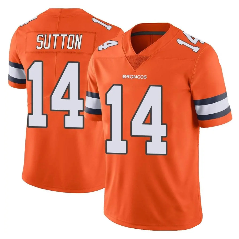 Tlead D.Broncos #14 Courtland Sutton Player Orange Vapor Untouchable Limited Home Game Stitched Jerseys