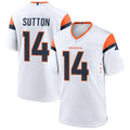 Tlead D.Broncos #14 Courtland Sutton Player White Home Game Stitched Jerseys