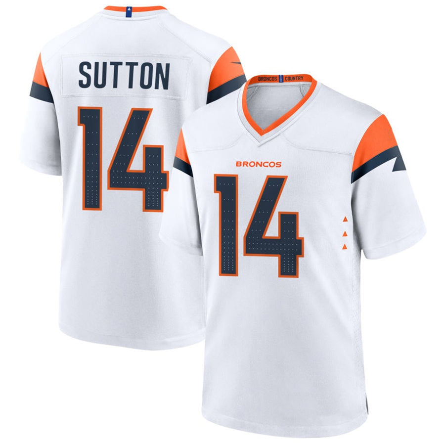 Tlead D.Broncos #14 Courtland Sutton Player White Home Game Stitched Jerseys