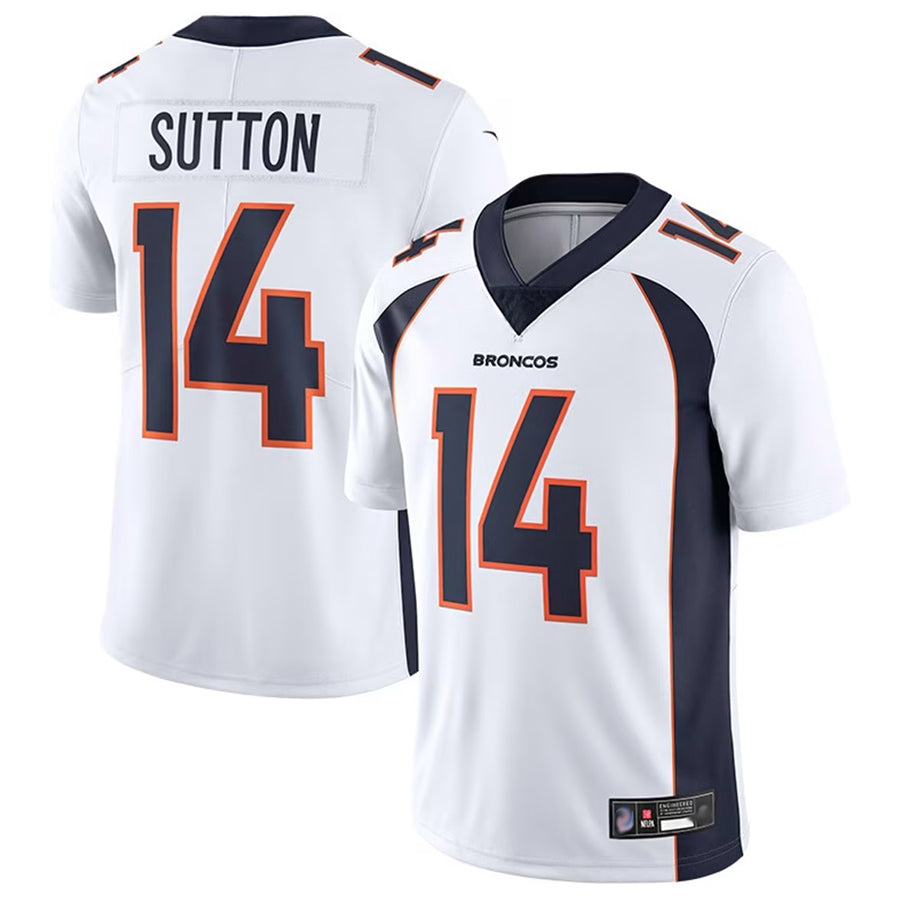 Tlead D.Broncos #14 Courtland Sutton Player White Replica Game Stitched Jerseys