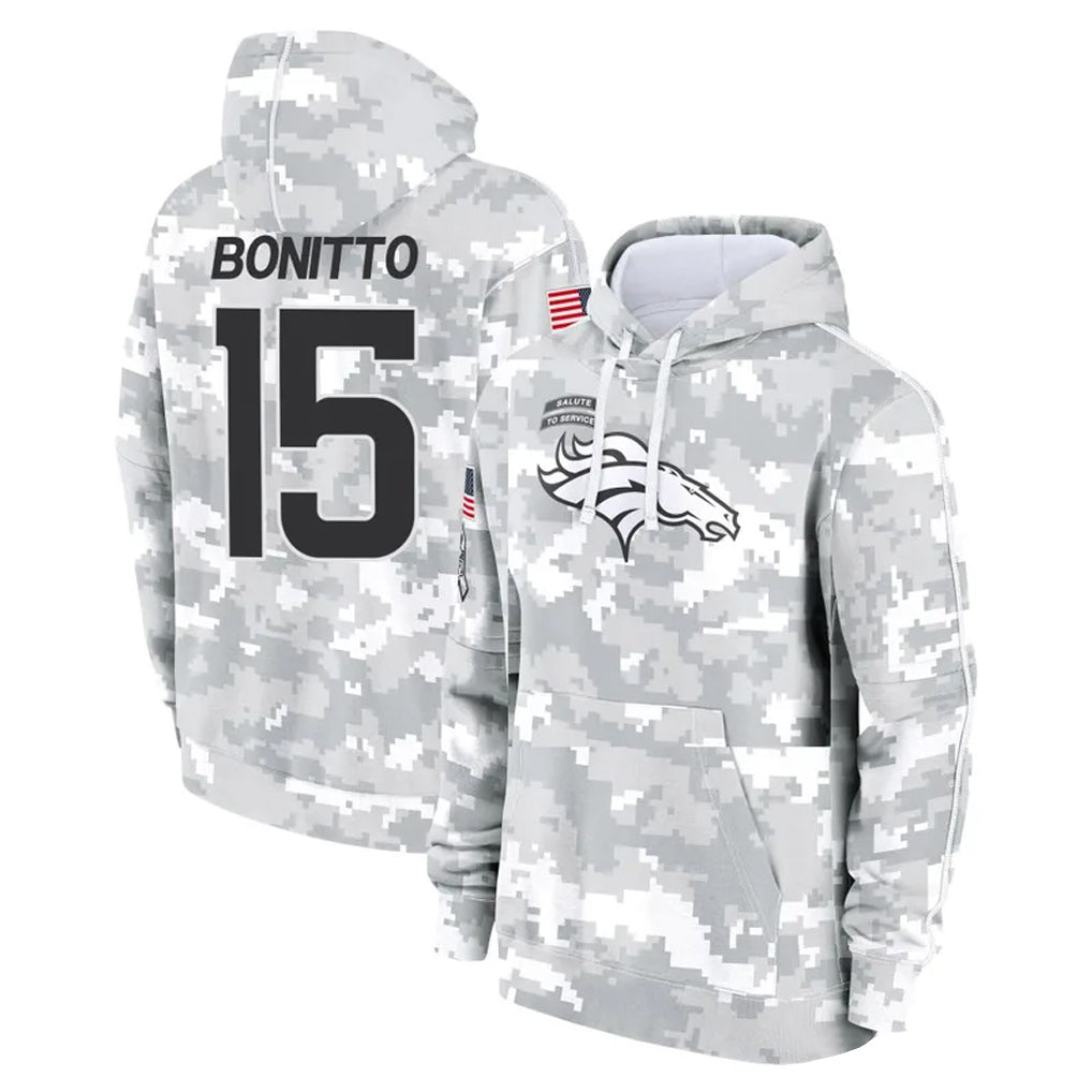 Tlead D.Broncos #15 Nik Bonitto Player Arctic Camo Salute to Service Hoodies Limited Game Stitched Jerseys