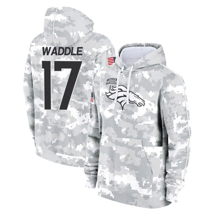 Tlead D.Broncos #17 Jaylen Waddle Player Arctic Camo Salute to Service Hoodies Limited Game Stitched Jerseys