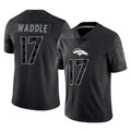 Tlead D.Broncos #17 Jaylen Waddle Player Black Reflective Limited Stitched Jerseys