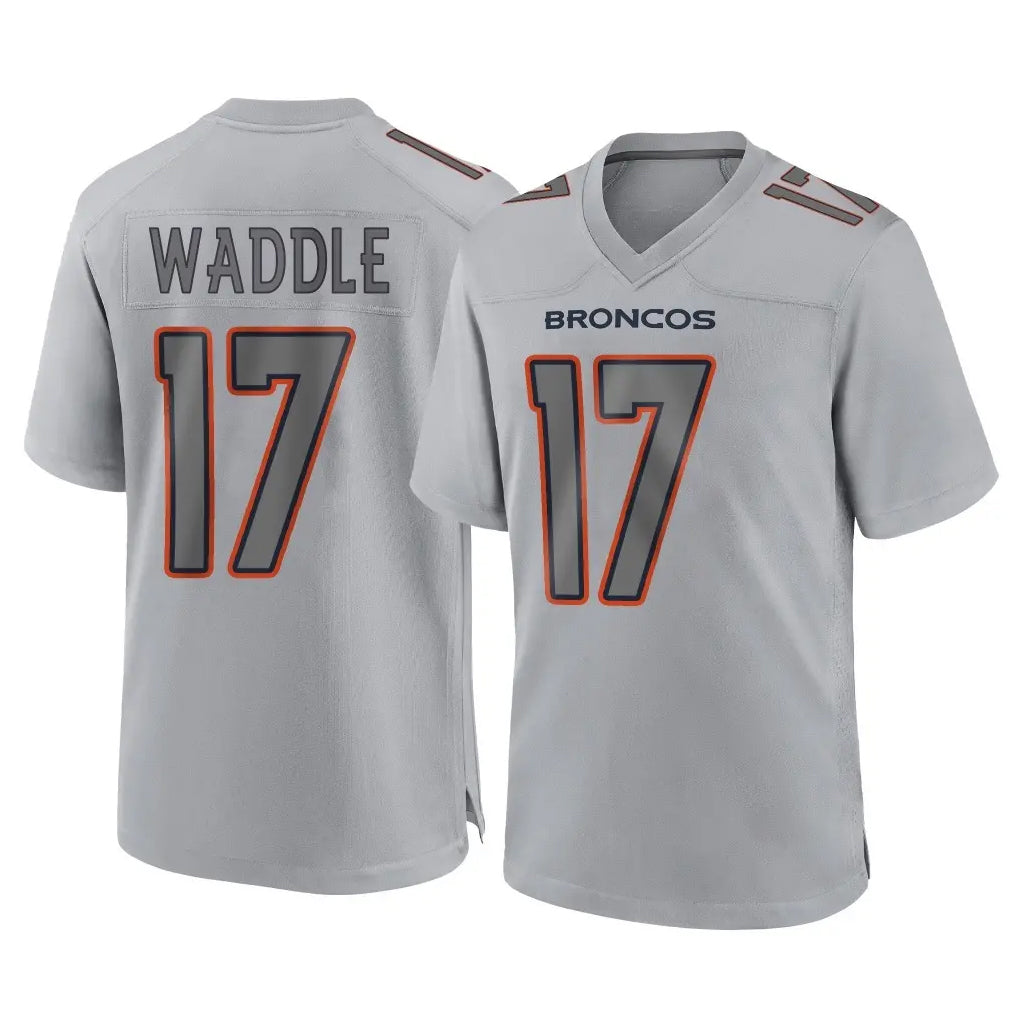 Tlead D.Broncos #17 Jaylen Waddle Player Gray Atmosphere Fashion Limited Game Stitched Jerseys