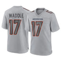 Tlead D.Broncos #17 Jaylen Waddle Player Gray Atmosphere Fashion Limited Game Stitched Jerseys