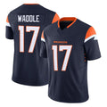 Tlead D.Broncos #17 Jaylen Waddle Player Navy Limited Vapor F.U.S.E. Home Game Stitched Jerseys