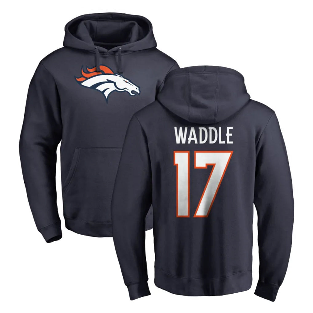 Tlead D.Broncos #17 Jaylen Waddle Player Navy Pullover Hoodie Limited Stitched Jerseys