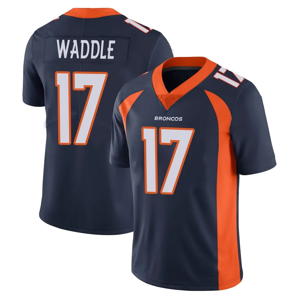 Tlead D.Broncos #17 Jaylen Waddle Player Navy Vapor Untouchable Limited Game Stitched Jerseys