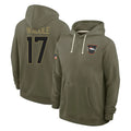 Tlead D.Broncos #17 Jaylen Waddle Player Olive Salute to Service Pullover Hoodies Limited Stitched Jerseys