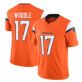 Tlead D.Broncos #17 Jaylen Waddle Player Orange Vapor F.U.S.E. Limited Home Game Stitched Jerseys
