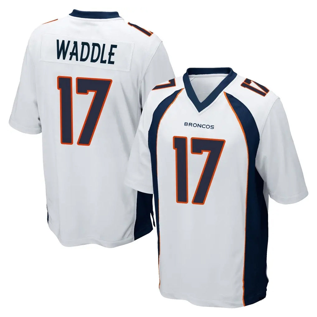 Tlead D.Broncos #17 Jaylen Waddle Player White Game Stitched Jerseys
