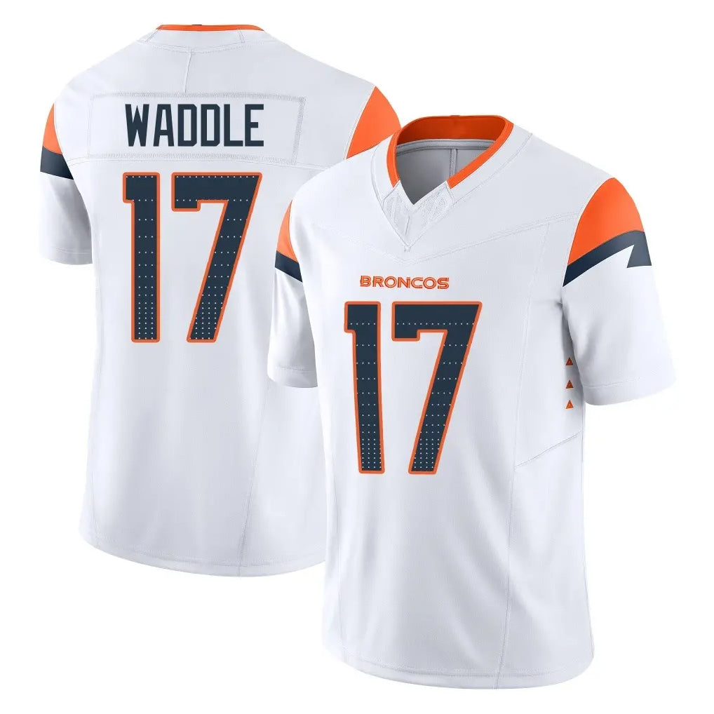 Tlead D.Broncos #17 Jaylen Waddle Player White Limited Vapor F.U.S.E. Home Game Stitched Jerseys