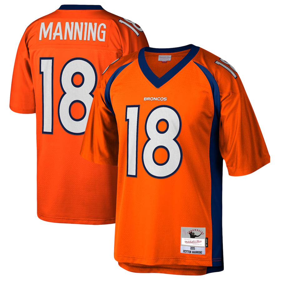 Tlead D.Broncos #18 Peyton Manning Player Mitchell & Ness Orange Legacy Replica Stitched Jerseys