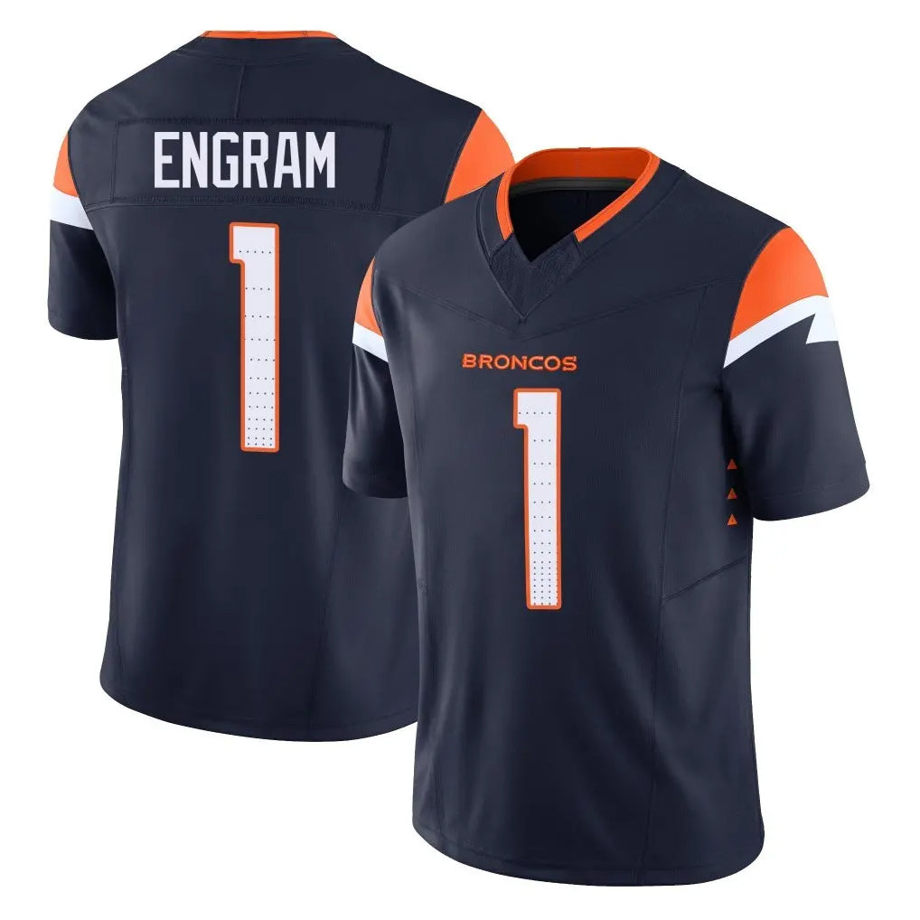 Tlead D.Broncos #1 Evan Engram Player Navy Limited Vapor F.U.S.E. Home Game Stitched Jerseys