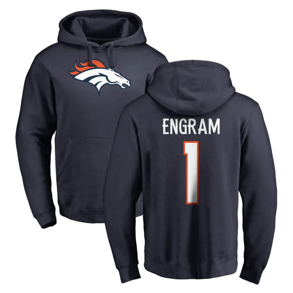 Tlead D.Broncos #1 Evan Engram Player Navy Pullover Hoodie Limited Stitched Jerseys
