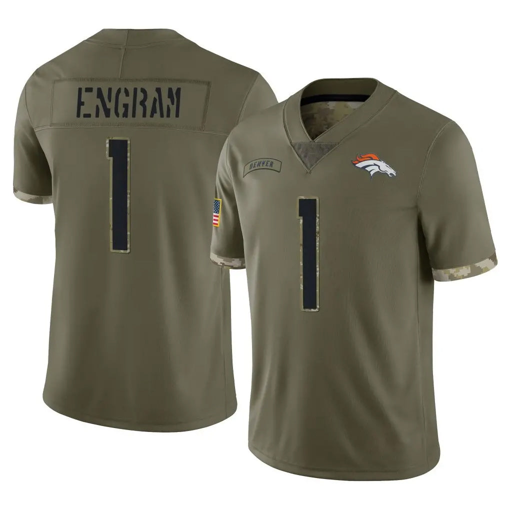 Tlead D.Broncos #1 Evan Engram Player Olive Salute To Service Limited Stitched Jerseys