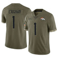 Tlead D.Broncos #1 Evan Engram Player Olive Salute To Service Limited Stitched Jerseys