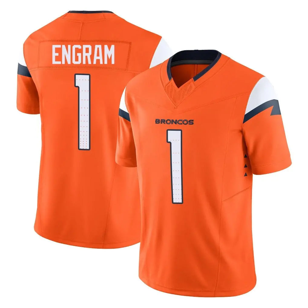 Tlead D.Broncos #1 Evan Engram Player Orange Vapor F.U.S.E. Limited Home Game Stitched Jerseys
