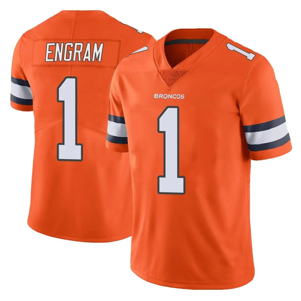 Tlead D.Broncos #1 Evan Engram Player Orange Vapor Untouchable Limited Home Game Stitched Jerseys