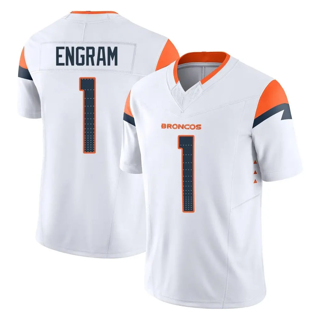 Tlead D.Broncos #1 Evan Engram Player White Limited Vapor F.U.S.E. Home Game Stitched Jerseys