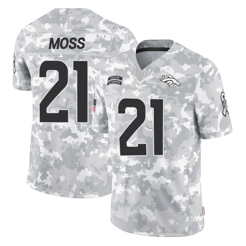 Tlead D.Broncos #21 Riley Moss Player Arctic Camo Salute To Service Limited Stitched Jerseys