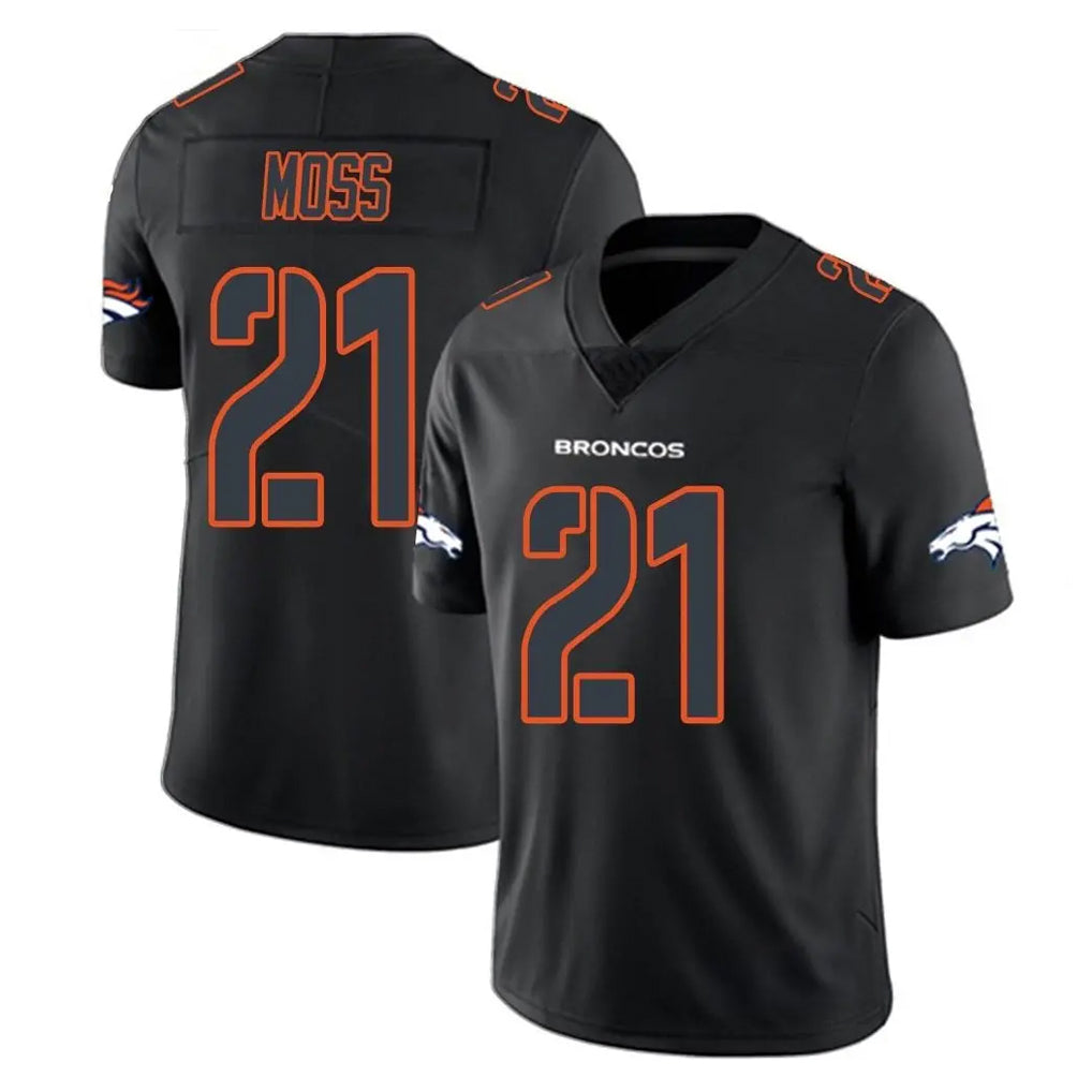 Tlead D.Broncos #21 Riley Moss Player Black Impact Limited Game Stitched Jerseys