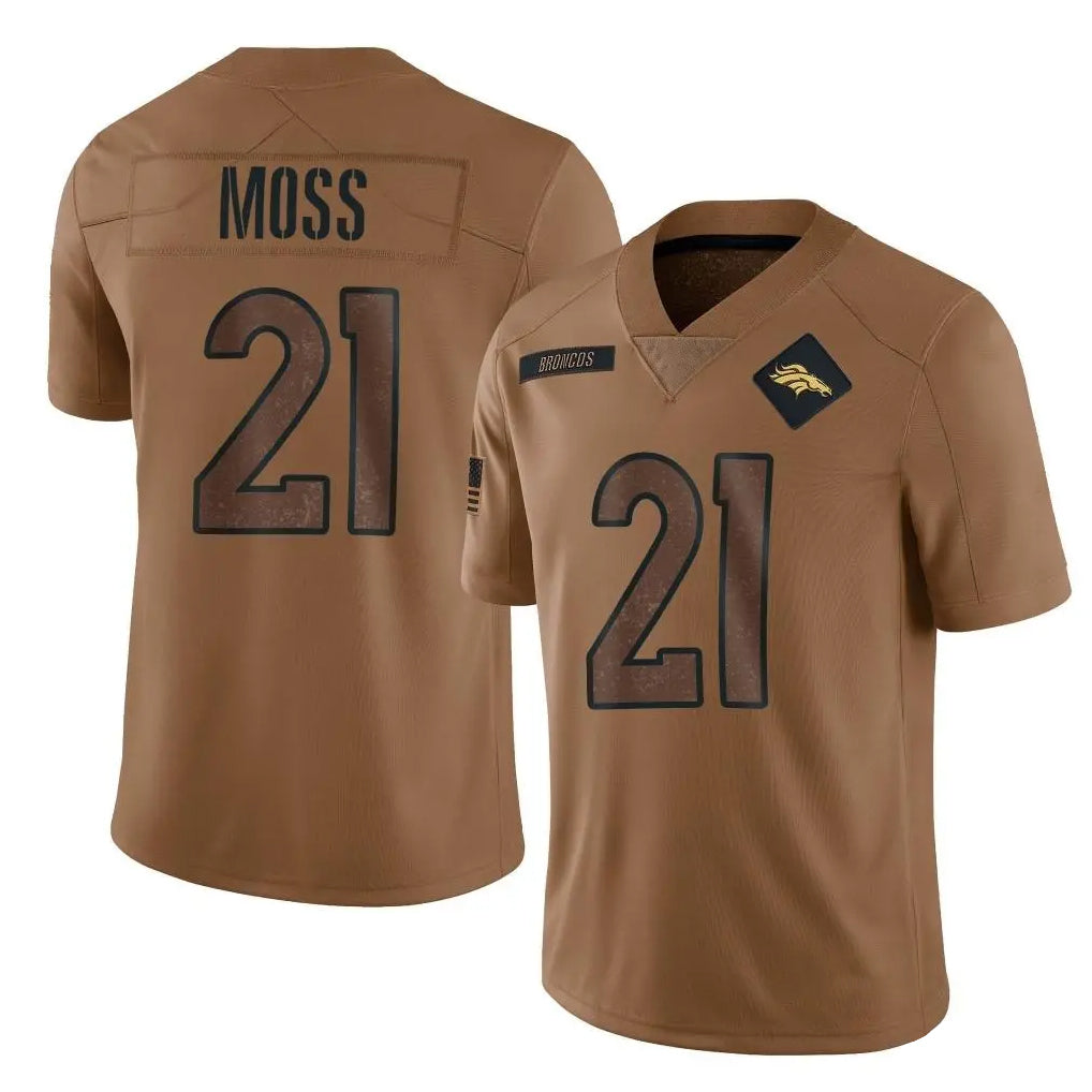 Tlead D.Broncos #21 Riley Moss Player Brown Salute To Service Limited Stitched Jerseys