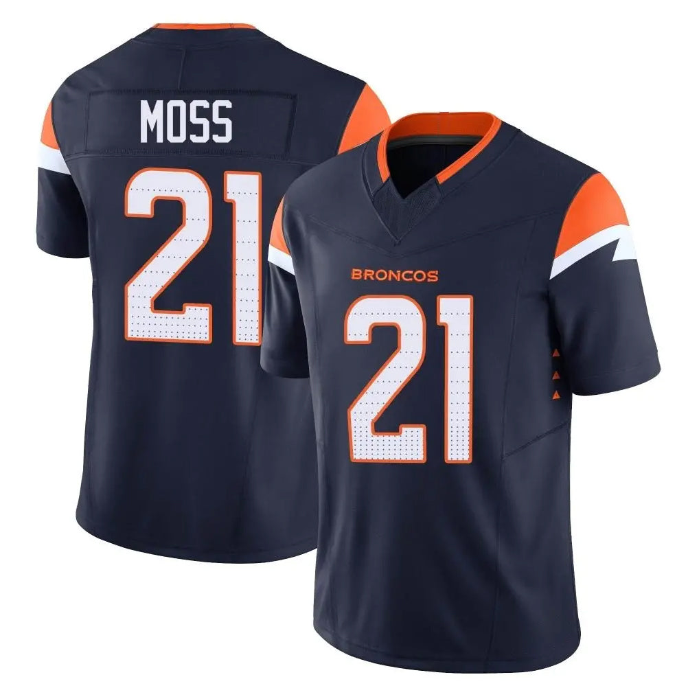 Tlead D.Broncos #21 Riley Moss Player Navy Limited Vapor F.U.S.E. Home Game Stitched Jerseys