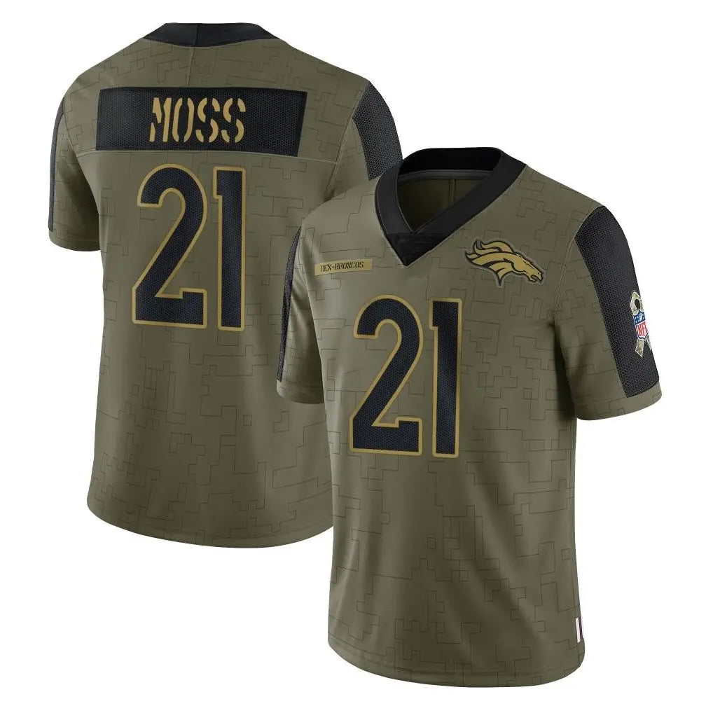 Tlead D.Broncos #21 Riley Moss Player Olive Salute To Service Limited Game Stitched Jerseys