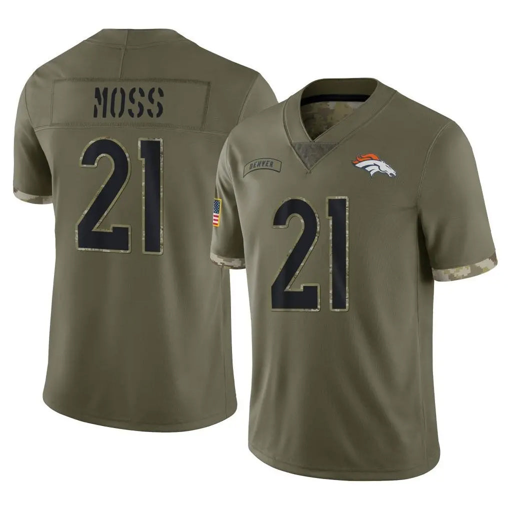 Tlead D.Broncos #21 Riley Moss Player Olive Salute To Service Limited Stitched Jerseys