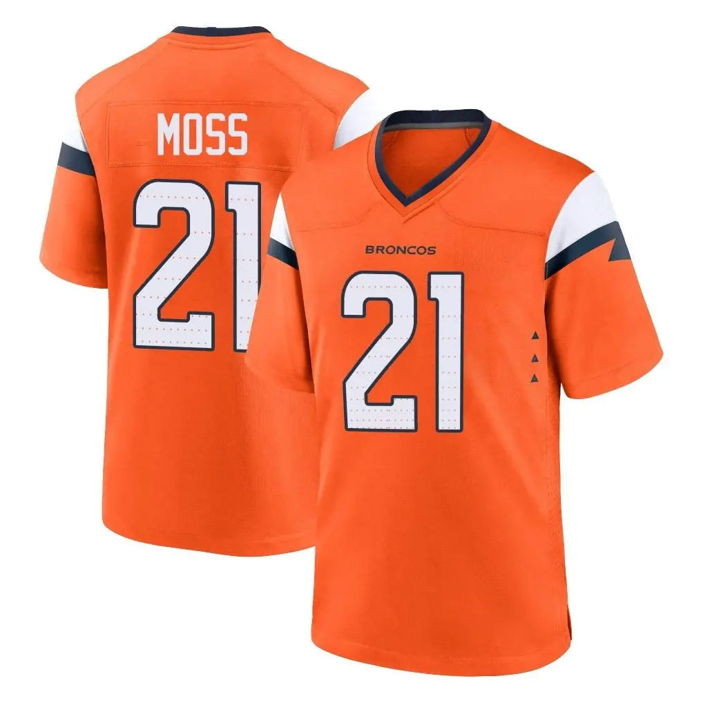 Tlead D.Broncos #21 Riley Moss Player Orange Home Game Stitched Jerseys
