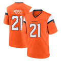 Tlead D.Broncos #21 Riley Moss Player Orange Home Game Stitched Jerseys